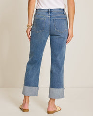 Relaxed Cropped Straight-Leg Jeans With Cuffs - Costa Nova Wash