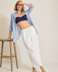 Island Gauze High-Rise Wide-Leg Cropped Pants - White