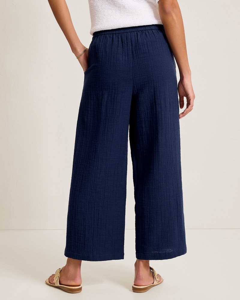 Island Gauze High-Rise Wide-Leg Cropped Pants - Coastline