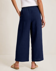 Island Gauze High-Rise Wide-Leg Cropped Pants - Coastline
