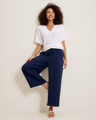 Island Gauze High-Rise Wide-Leg Cropped Pants - Coastline