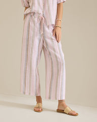 Island Gauze Stripe High-Rise Wide-Leg Cropped Pants - Cyber Light