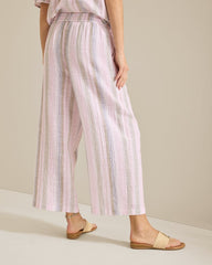 Island Gauze Stripe High-Rise Wide-Leg Cropped Pants - Cyber Light