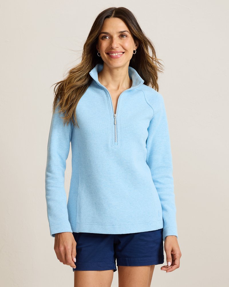 Aruba Half-Zip Sweatshirt - Chambray Blue Heather