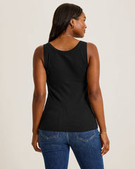 Sunset Bay Ribbed Tank Top - Black