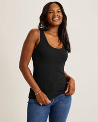Sunset Bay Ribbed Tank Top - Black