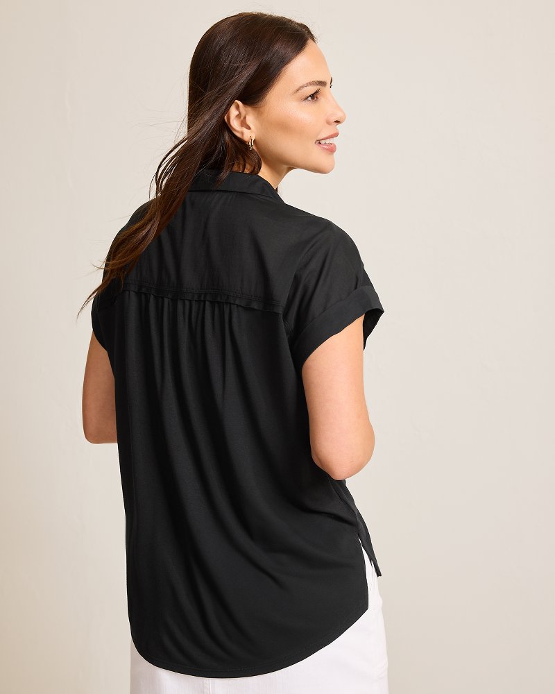 Kauai Hybrid Camp Shirt - Black