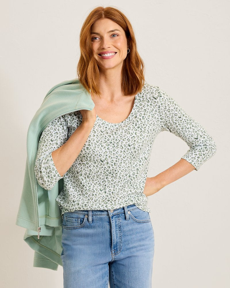 Ashby Isles Lux Leo 3/4-Sleeve T-Shirt - Aloe