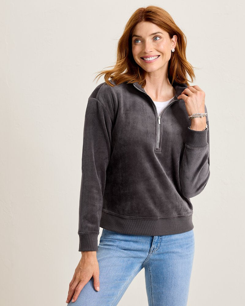 Cozy Cove Cord Half-Zip Sweatshirt - Steel Wool