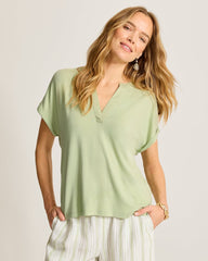 Kauai Split-Neck T-Shirt - Extra Light Margarita