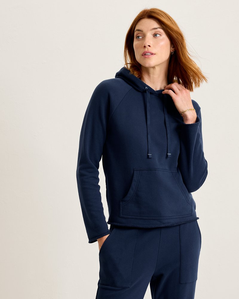 Marina Del Mar Raw-Edge Hoodie - Coastline