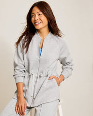 Palm Voyage Full-Zip Cinch-Waist Jacket - Pearl Grey Hthr