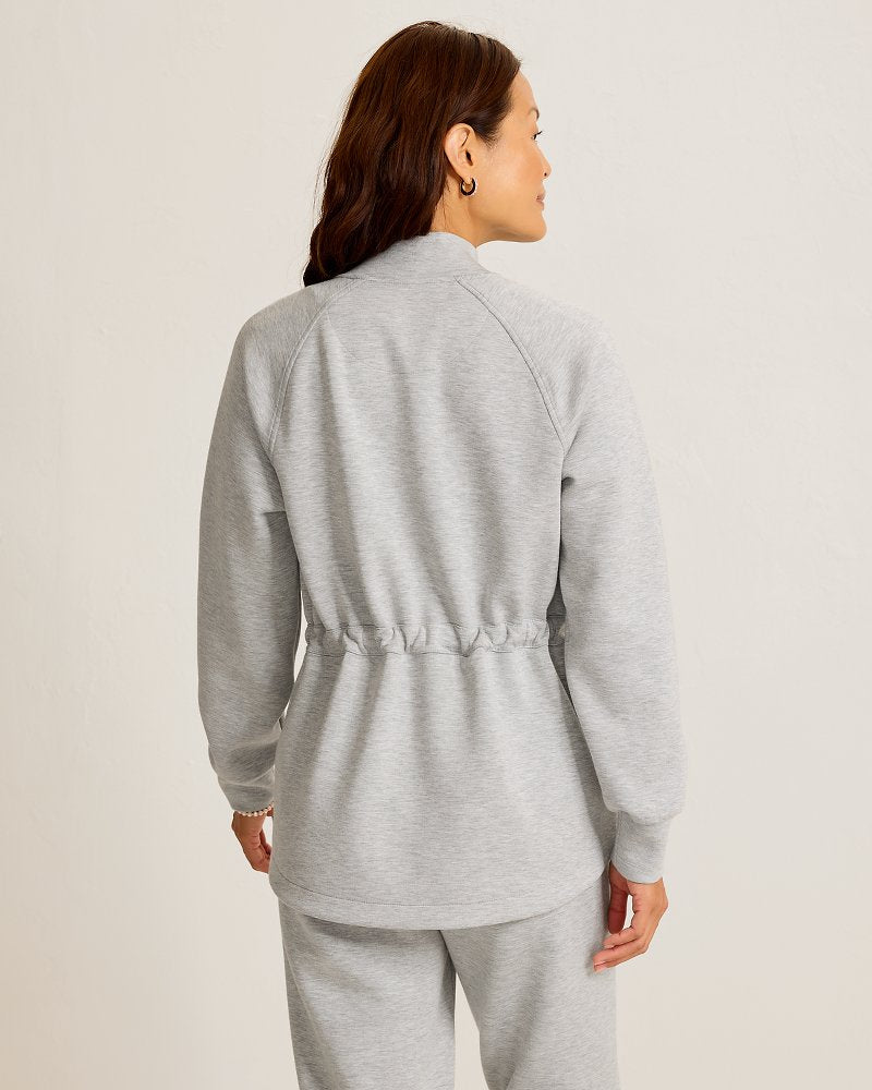 Palm Voyage Full-Zip Cinch-Waist Jacket - Pearl Grey Hthr