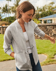 Palm Voyage Full-Zip Cinch-Waist Jacket - Pearl Grey Hthr