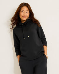 Palm Voyage Funnel-Neck Sweatshirt - Black