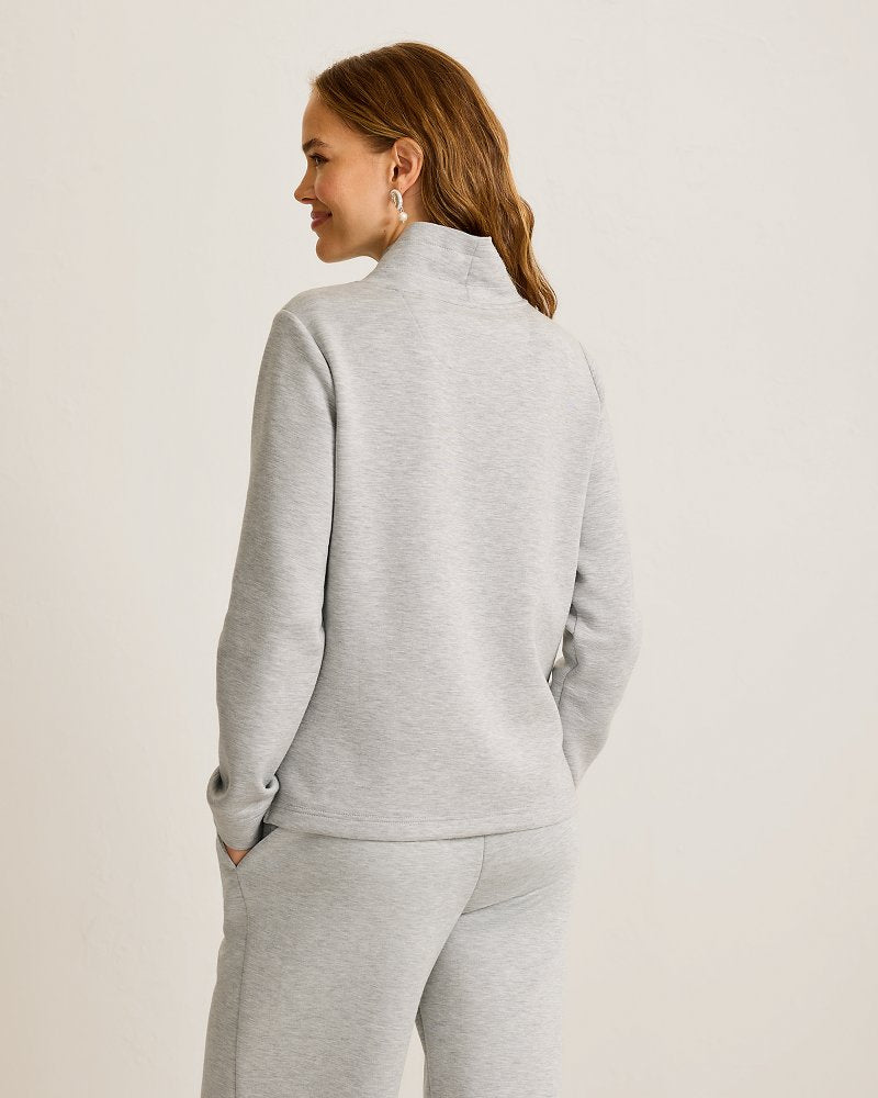 Palm Voyage Funnel-Neck Sweatshirt - Pearl Grey Hthr