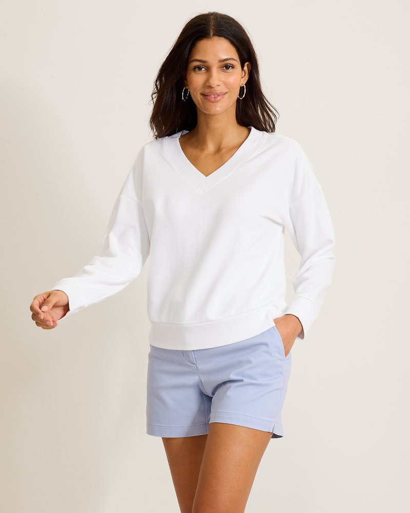 Marina Del Mar V-Neck Sweatshirt - White