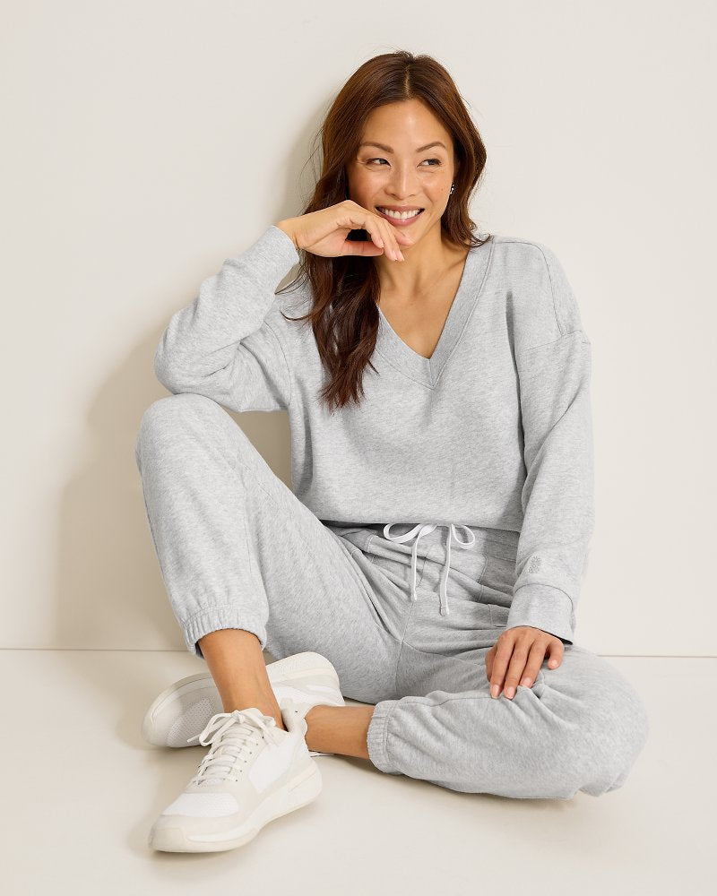 Marina Del Mar V-Neck Sweatshirt - Summer Grey Hthr