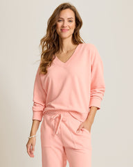 Marina Del Mar V-Neck Sweatshirt - Light Salmon