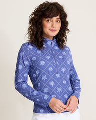 Abby Getaway Fronds Quarter-Zip IslandZone Sweatshirt - Sanibel Blue