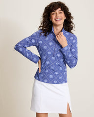 Abby Getaway Fronds Quarter-Zip IslandZone Sweatshirt - Sanibel Blue