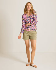 Marina Del Mar Garden Oasis V-Neck Sweatshirt - Ivory Cream