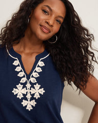 Gem Coast Embroidered Tank Top - Coastline
