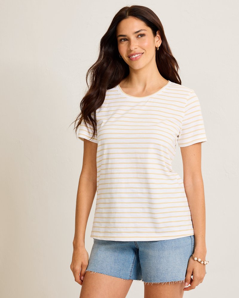 Paradise Breeze Jersey Stripe T-Shirt - White