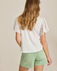 Gem Coast Flounced Schiffli Top - White