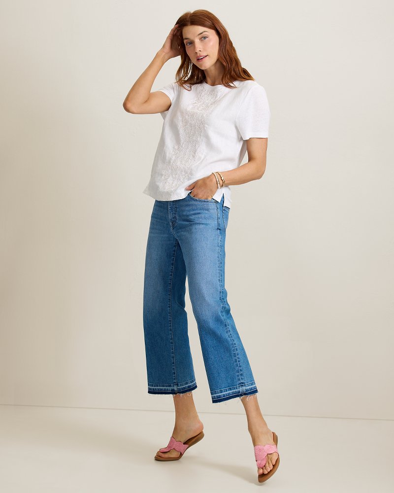 Noble Pineapple Embroidered Linen-Blend T-Shirt - White