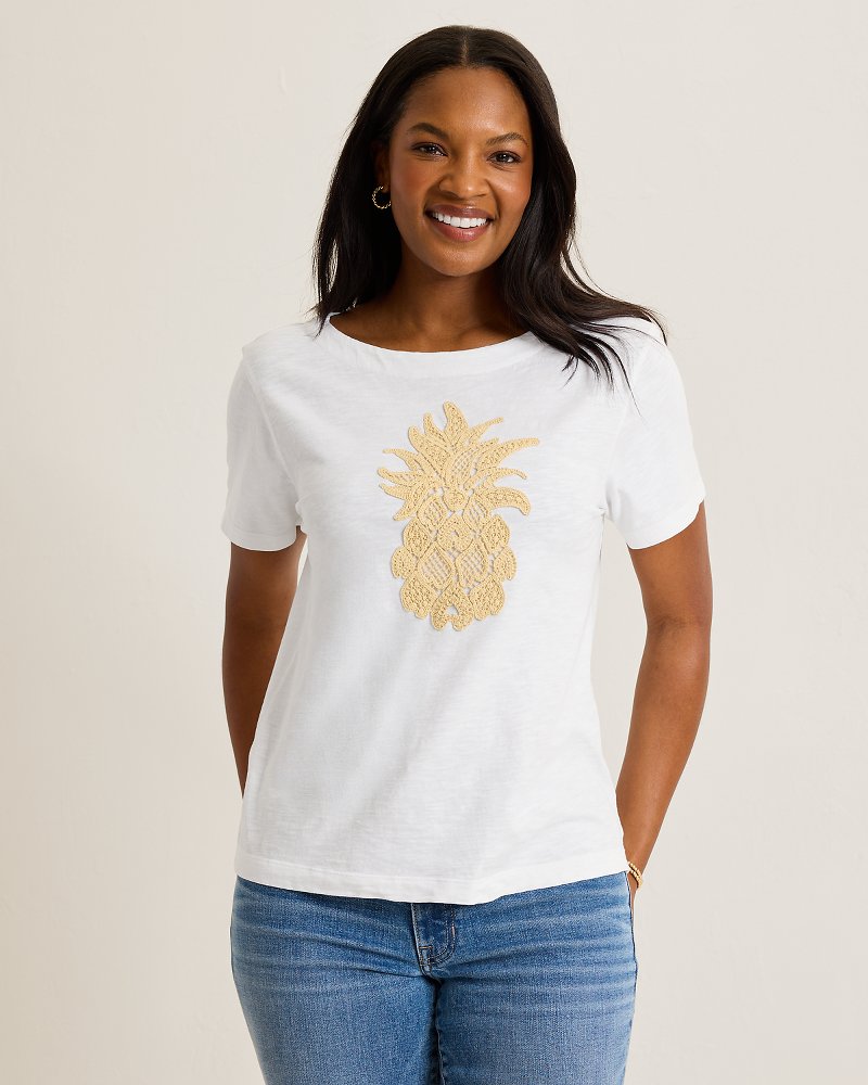 Crochet Pineapple Lux T-Shirt - White
