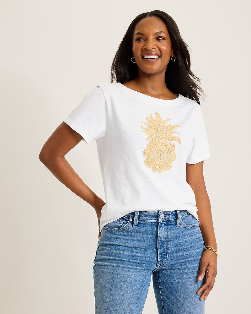 Crochet Pineapple Lux T-Shirt - White