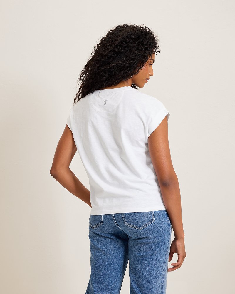Floral Embellished Lux T-Shirt - White