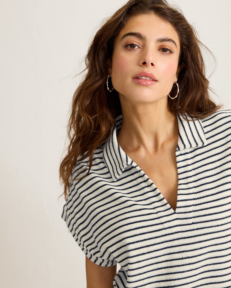 Suncoast Loop Terry Stripe Polo - Coconut