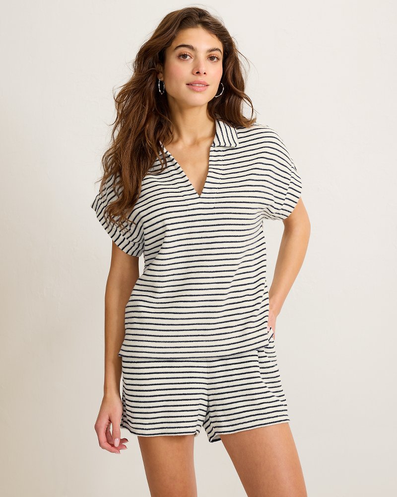 Suncoast Loop Terry Stripe Polo - Coconut