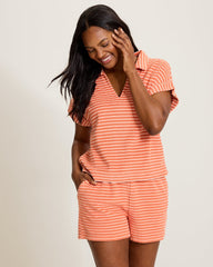 Suncoast Loop Terry Stripe Polo - Peach Gelato