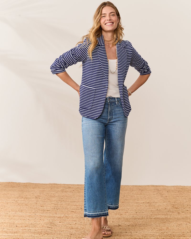 Aruba Stripe Casual Blazer - Coastline