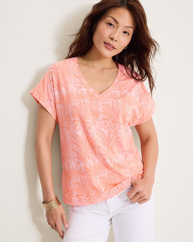 Kauai Palm Bay V-Neck T-Shirt - Crystal Rose