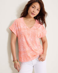 Kauai Palm Bay V-Neck T-Shirt - Crystal Rose