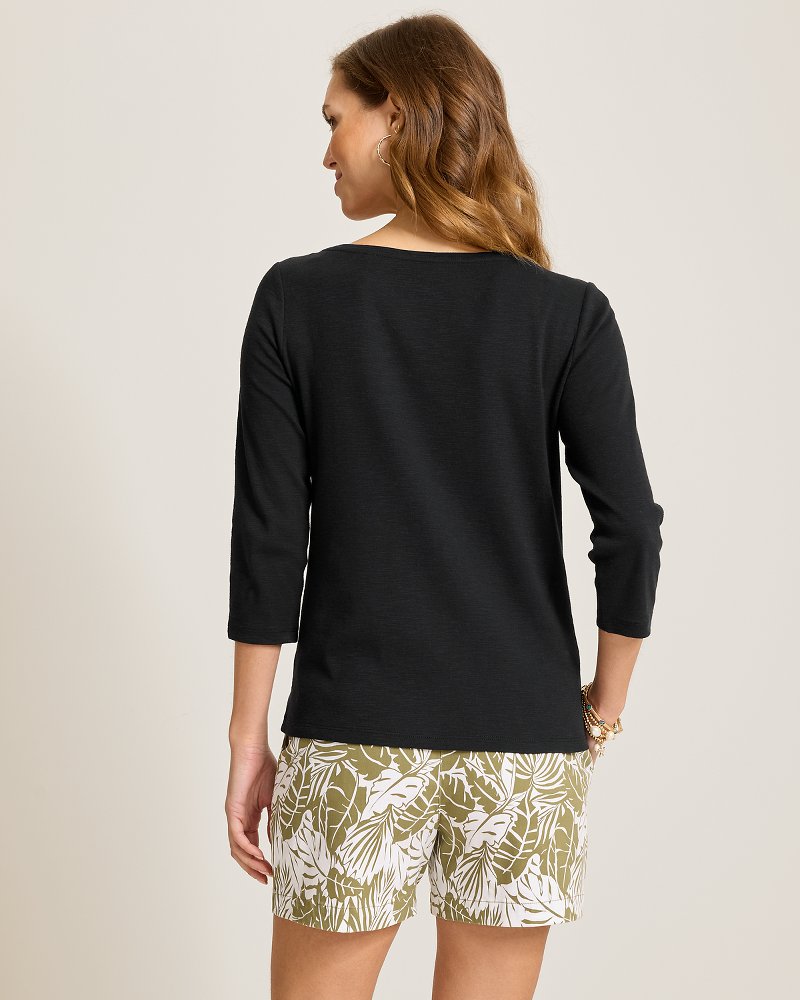 Ashby Isles Bateau-Neck 3/4-Sleeve T-Shirt - Black