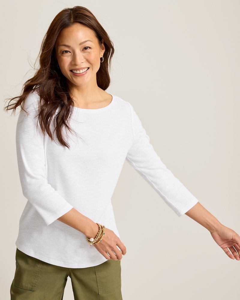 Ashby Isles Bateau-Neck 3/4-Sleeve T-Shirt - White