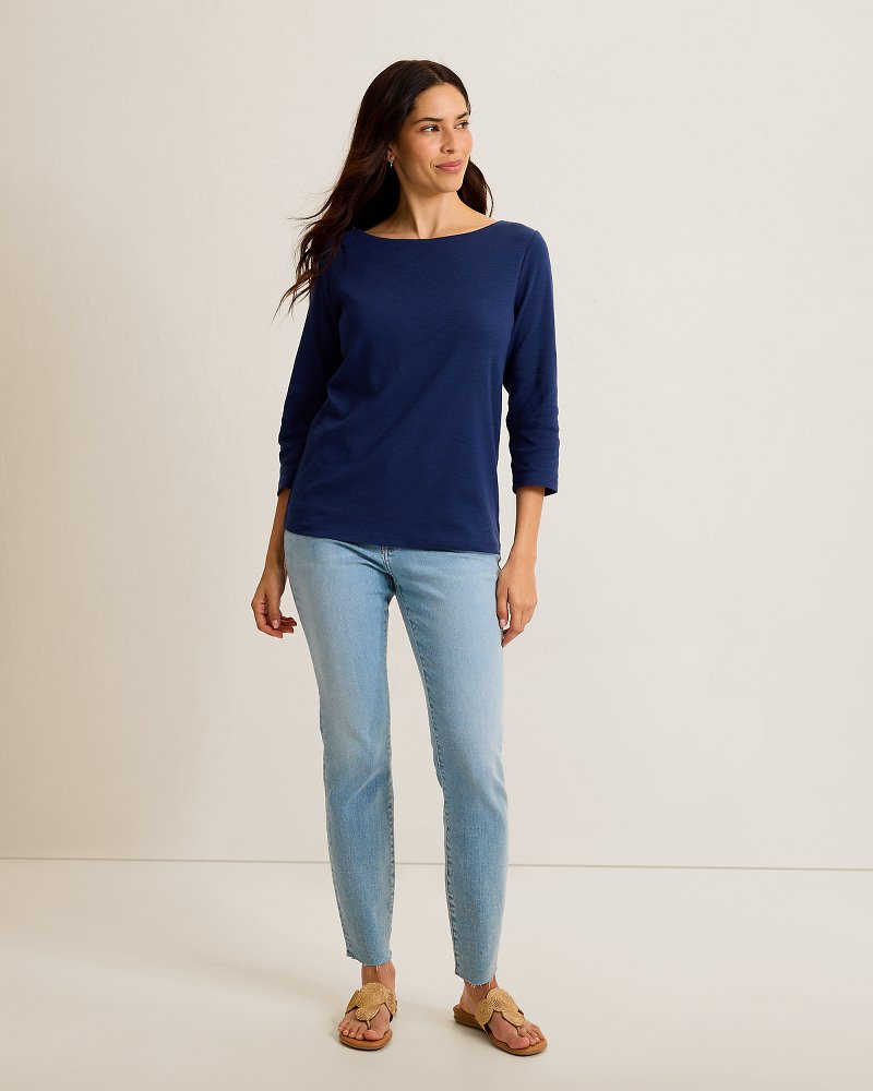 Ashby Isles Bateau-Neck 3/4-Sleeve T-Shirt - Island Navy