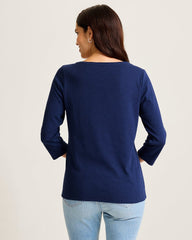 Ashby Isles Bateau-Neck 3/4-Sleeve T-Shirt - Island Navy