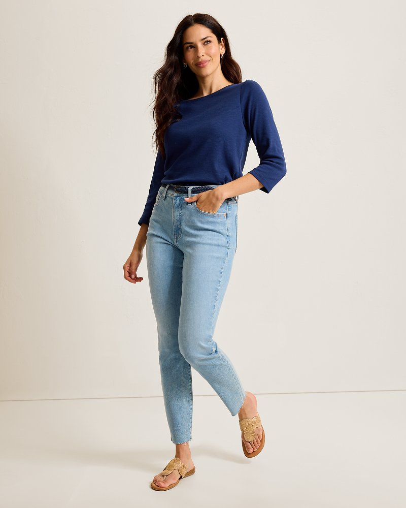Ashby Isles Bateau-Neck 3/4-Sleeve T-Shirt - Island Navy