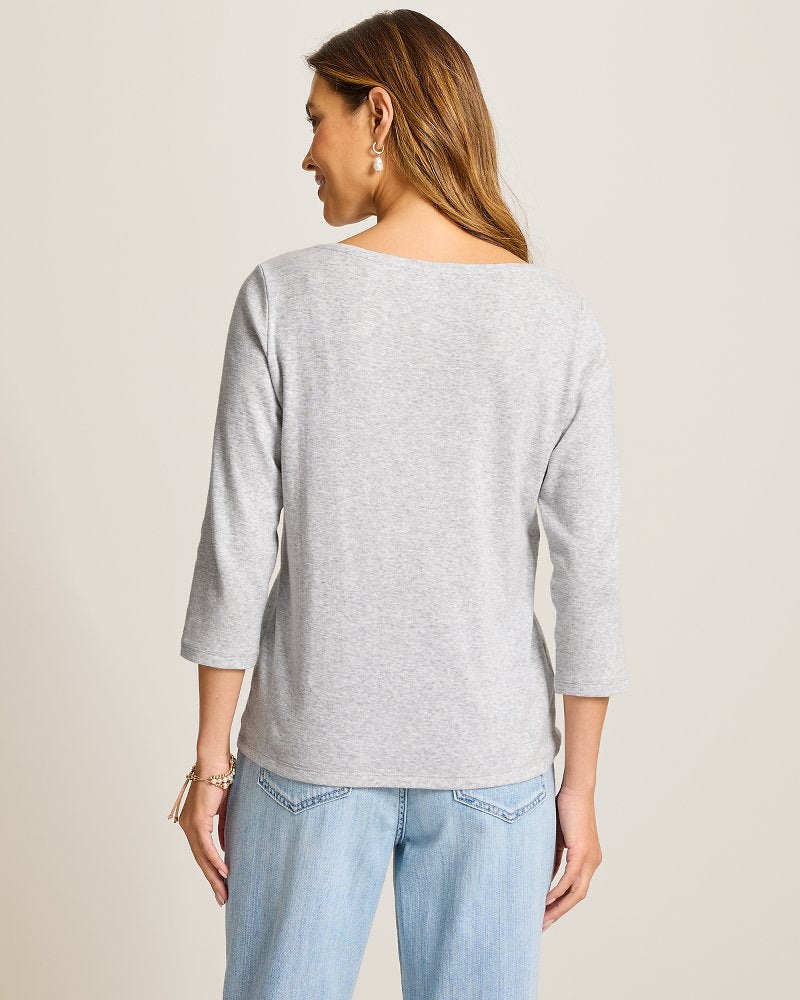 Ashby Isles Bateau-Neck 3/4-Sleeve T-Shirt - Summer Grey Hthr