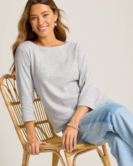 Ashby Isles Bateau-Neck 3/4-Sleeve T-Shirt - Summer Grey Hthr