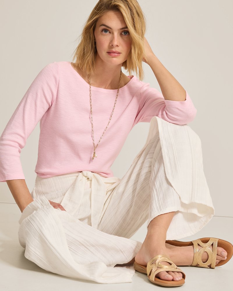 Ashby Isles Bateau-Neck 3/4-Sleeve T-Shirt - Cyber Light