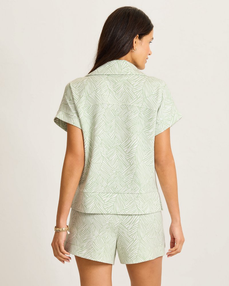 Palm Voyage Porto Fronds Half-Zip Short-Sleeve Top - Extra Light Margarita