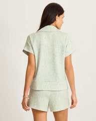 Palm Voyage Porto Fronds Half-Zip Short-Sleeve Top - Extra Light Margarita