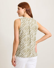 Kauai Coastal Zebra V-Neck Tank Top - Sea Clay